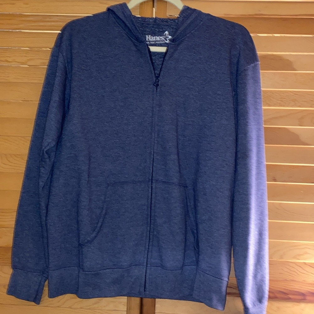 Hanes Eco Smart Fleece Hoodie Jacket Full Zipper Double front Pockets Size Med